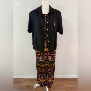 PREMIER INTERNATIONAL plus 1X Rayon Animal Print Floral 2-piece Dress Shirt Set